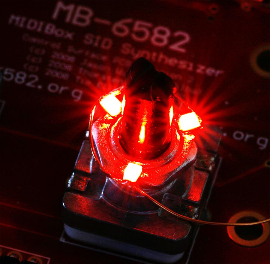Backlighting transparent knobs for the MB6582